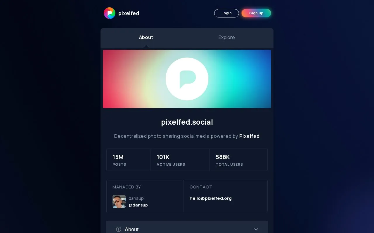 pixelfed homepage screenshot