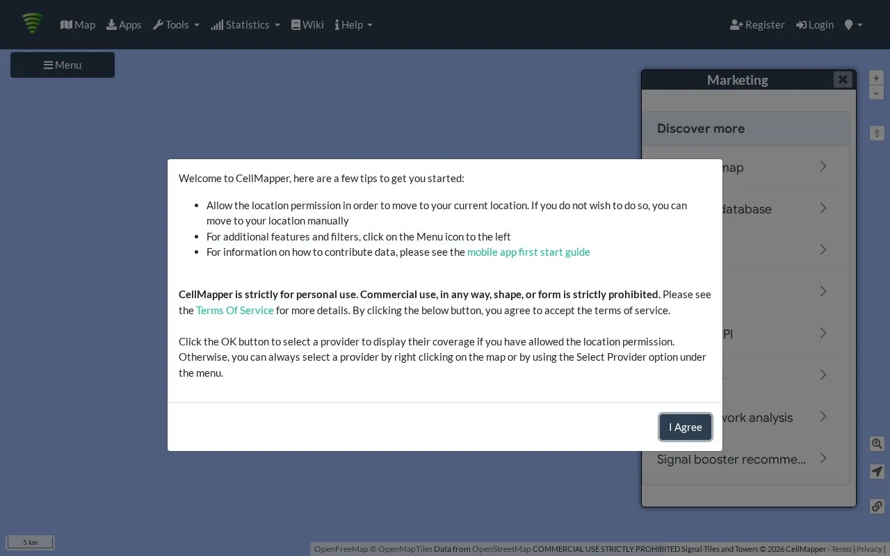 CellMapper homepage screenshot