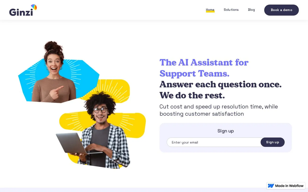 Ginzi homepage screenshot
