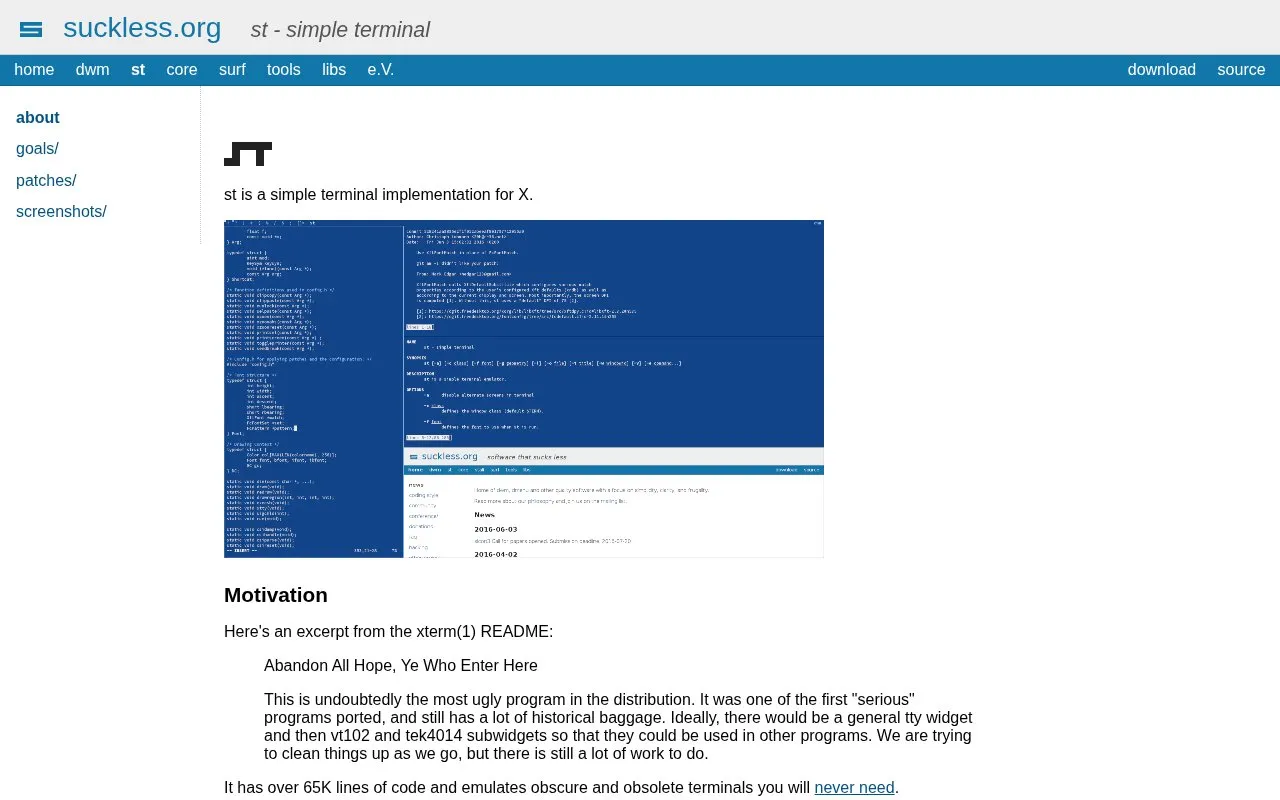 Simple Terminal homepage screenshot