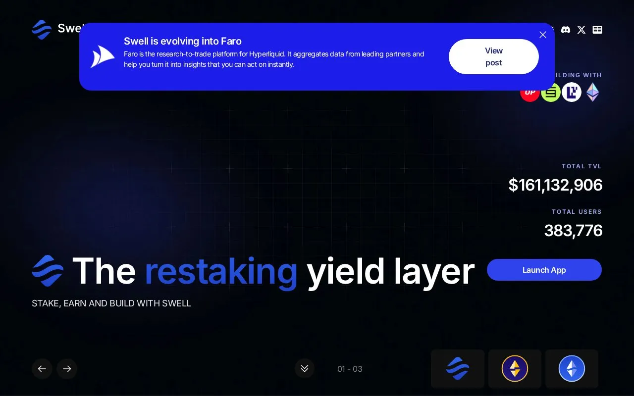 Swell L2 Farm homepage screenshot