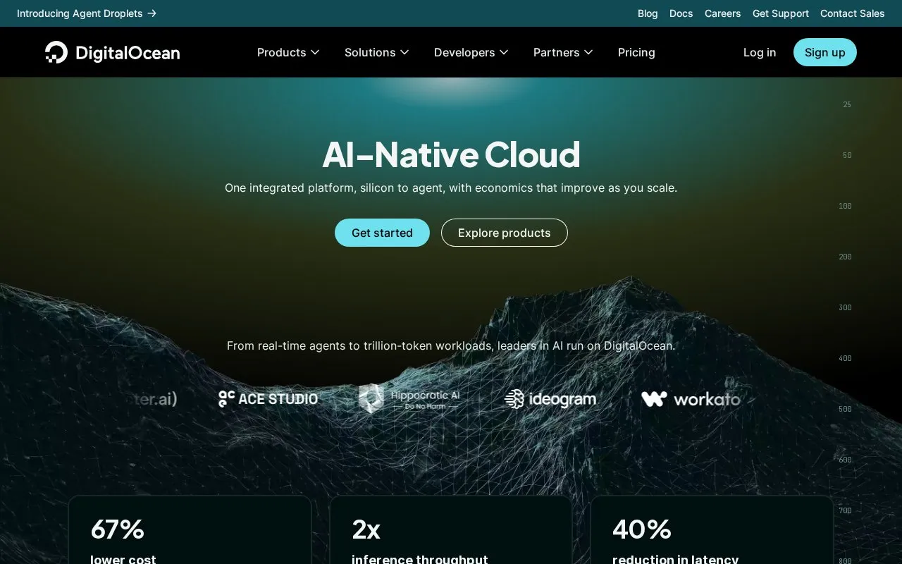 DigitalOcean homepage screenshot