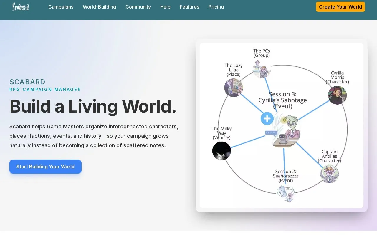 Scabard homepage screenshot