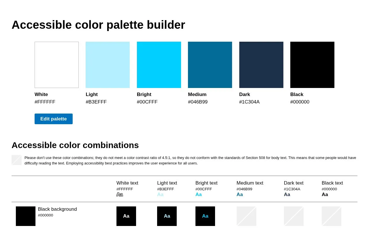 accessible-color-matrix homepage screenshot