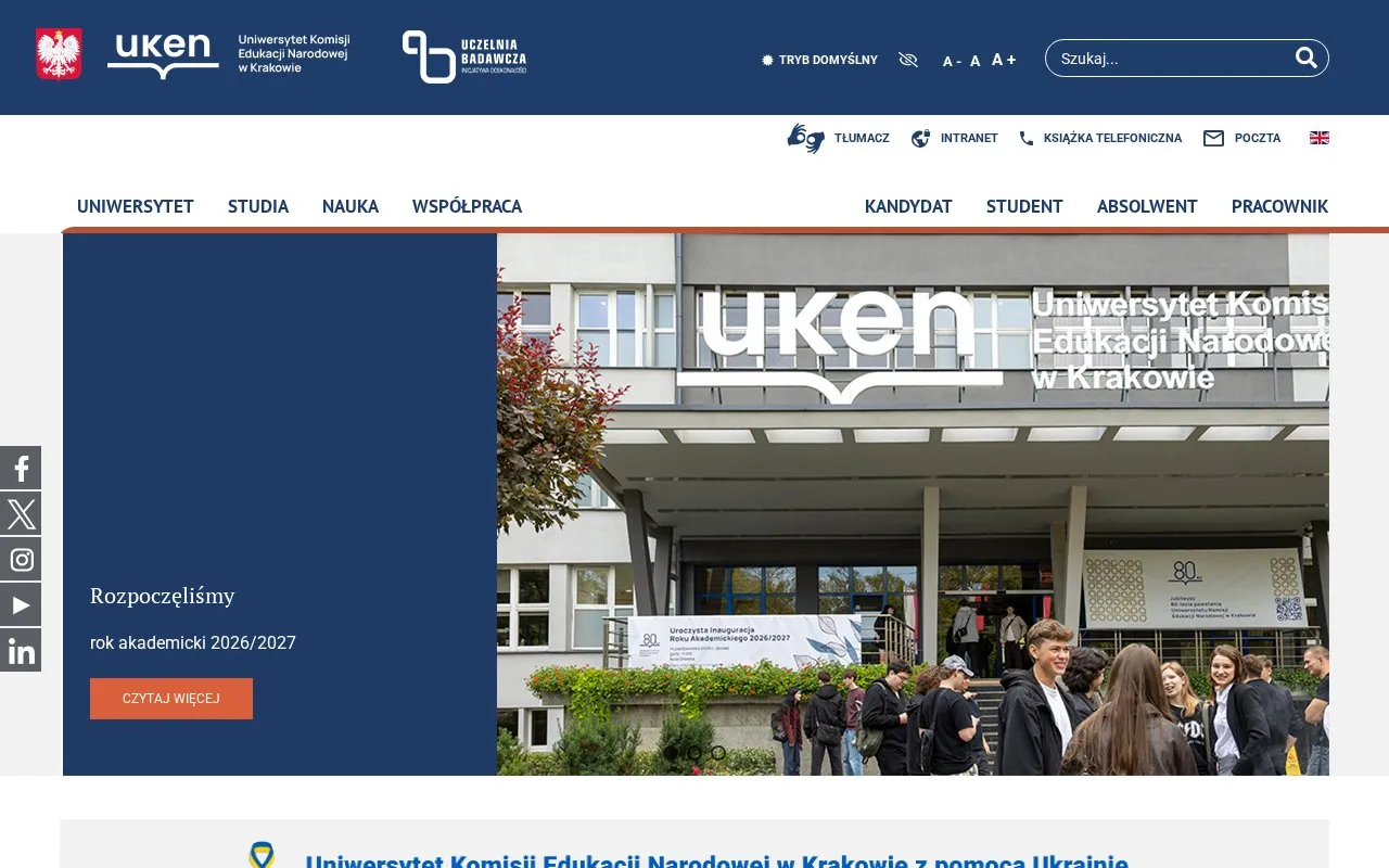 University of National Education Commission homepage screenshot