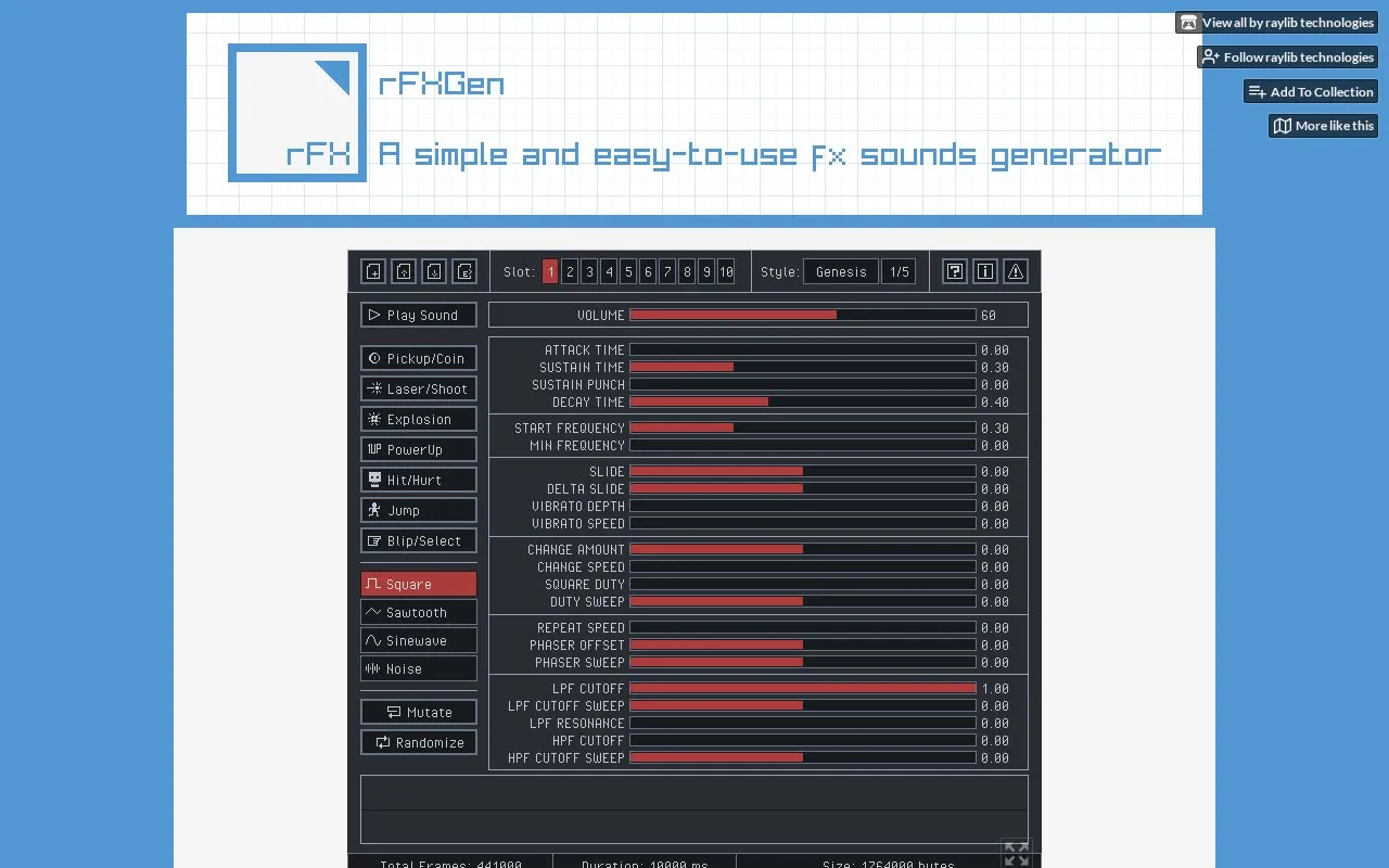 rFXGen homepage screenshot