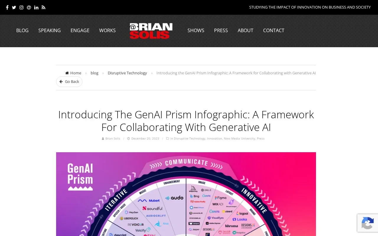 GenAI Prism Infographic by Brian Solis homepage screenshot