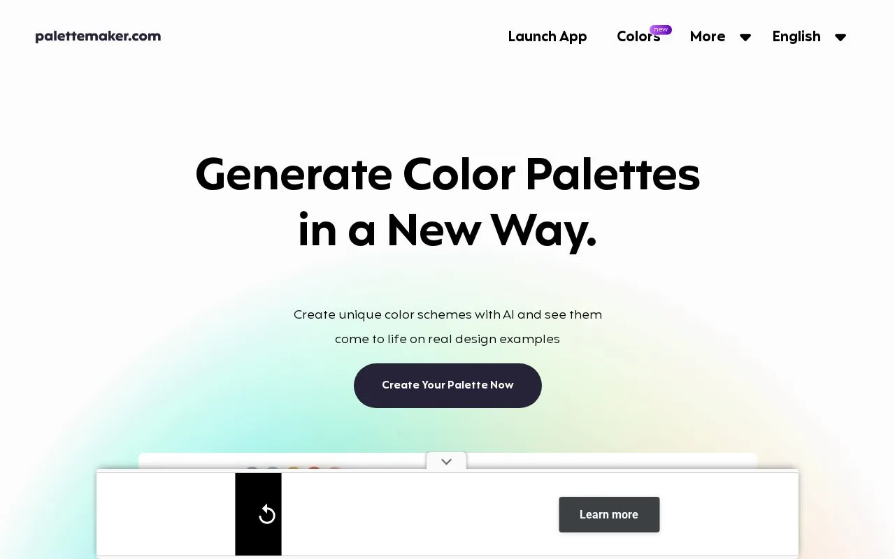PaletteMaker homepage screenshot