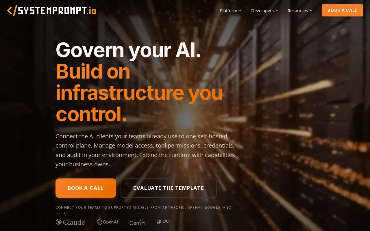 systemprompt.io homepage screenshot