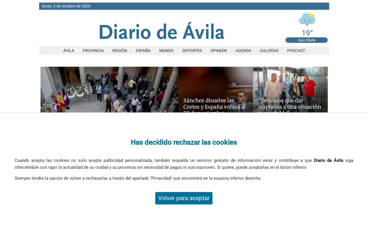 Diario de Ávila homepage screenshot