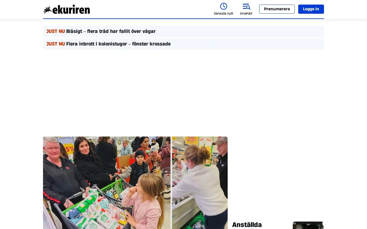 Eskilstuna-Kuriren homepage screenshot