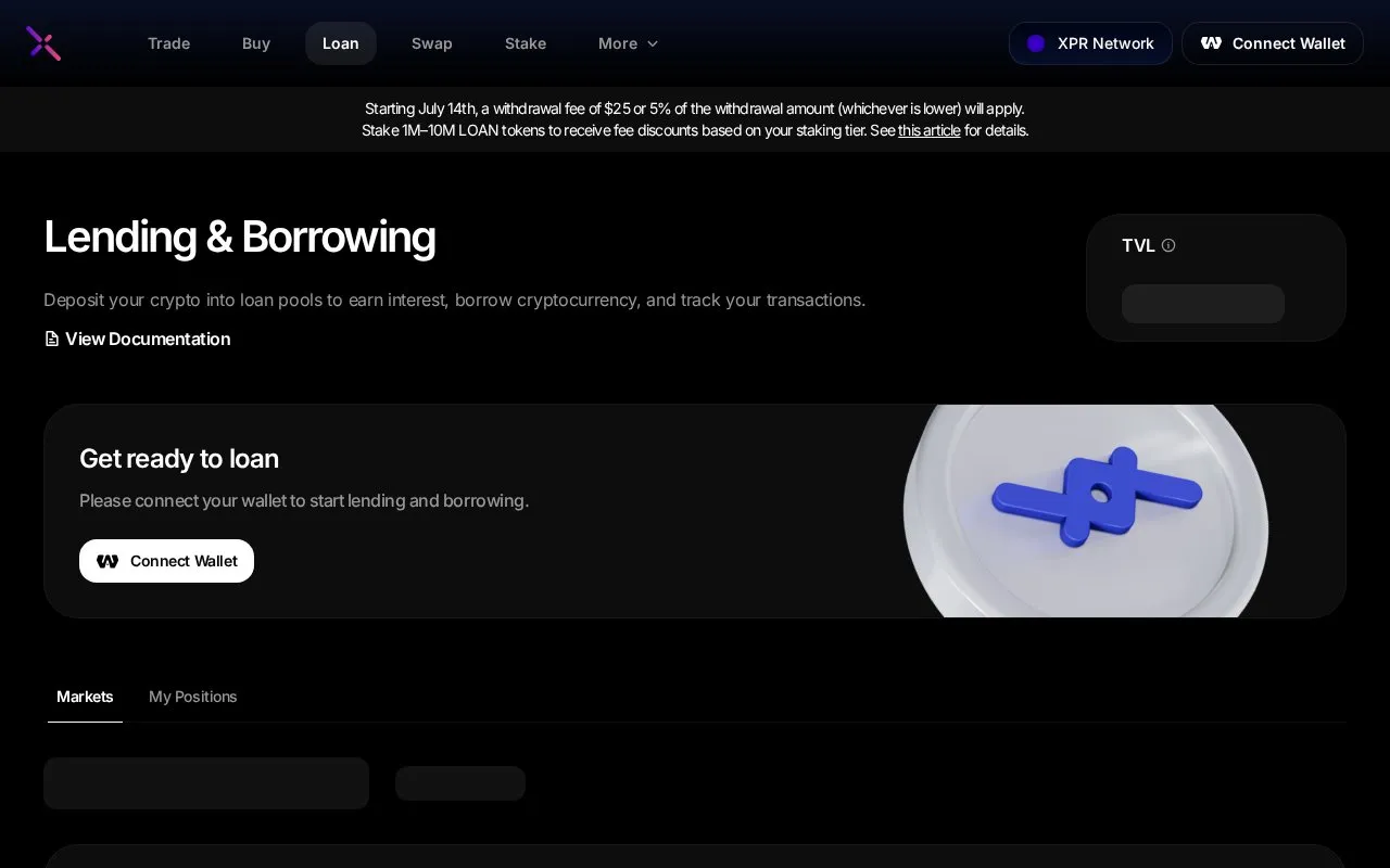 MetalX Lending homepage screenshot