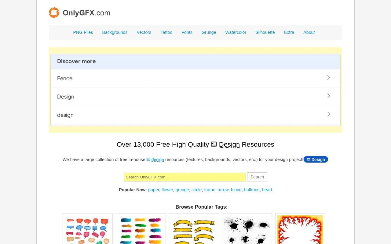 OnlyGFX homepage screenshot