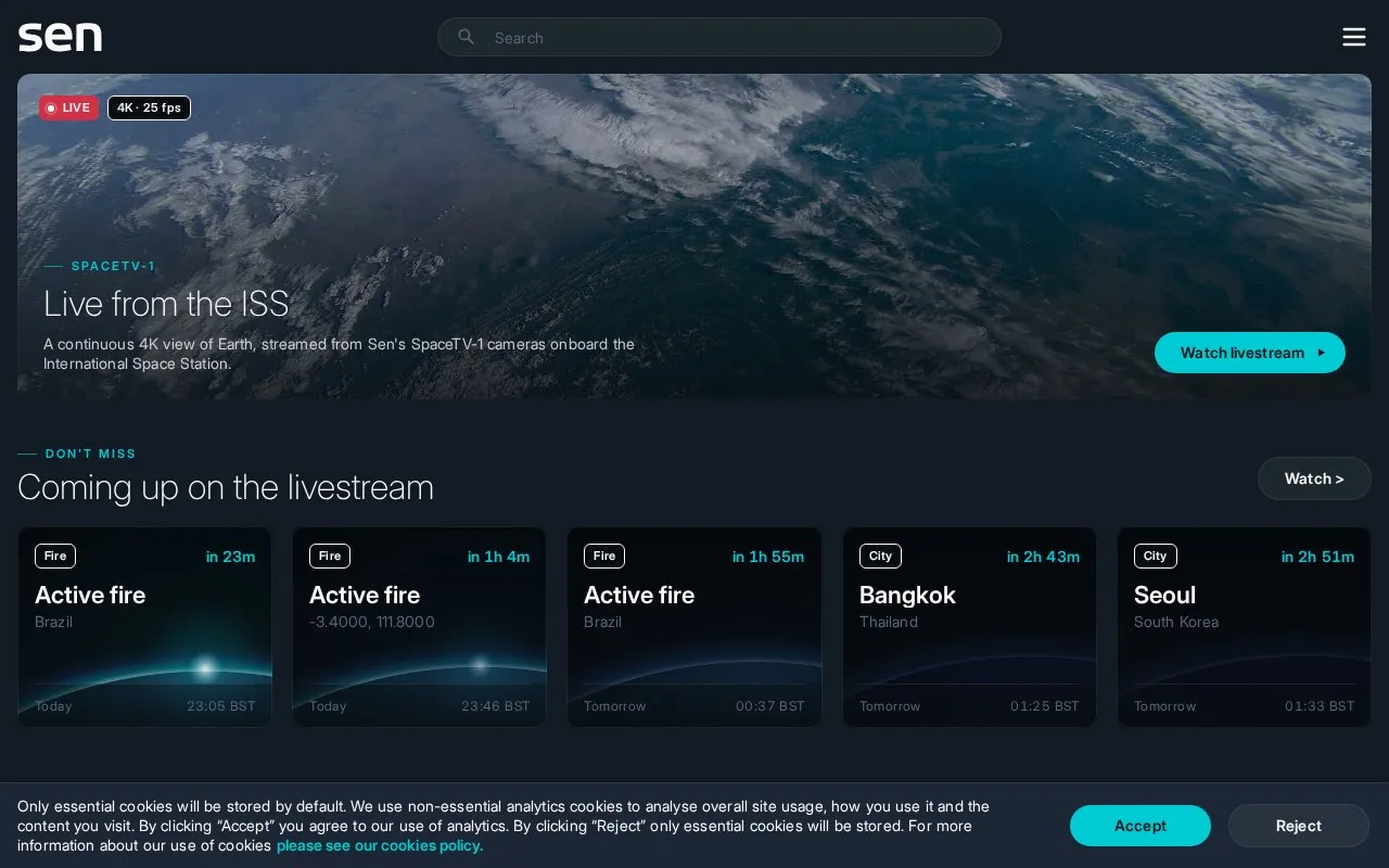 Sen homepage screenshot