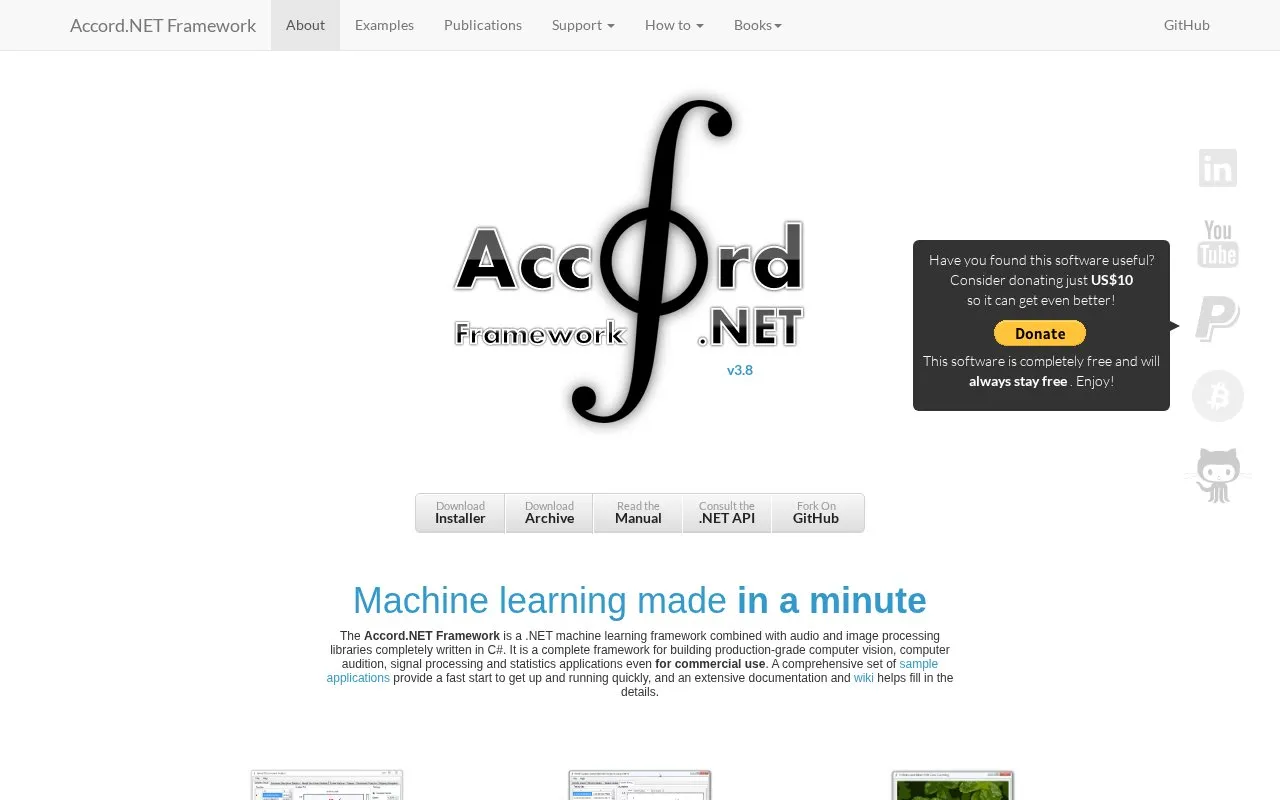 Accord.NET homepage screenshot