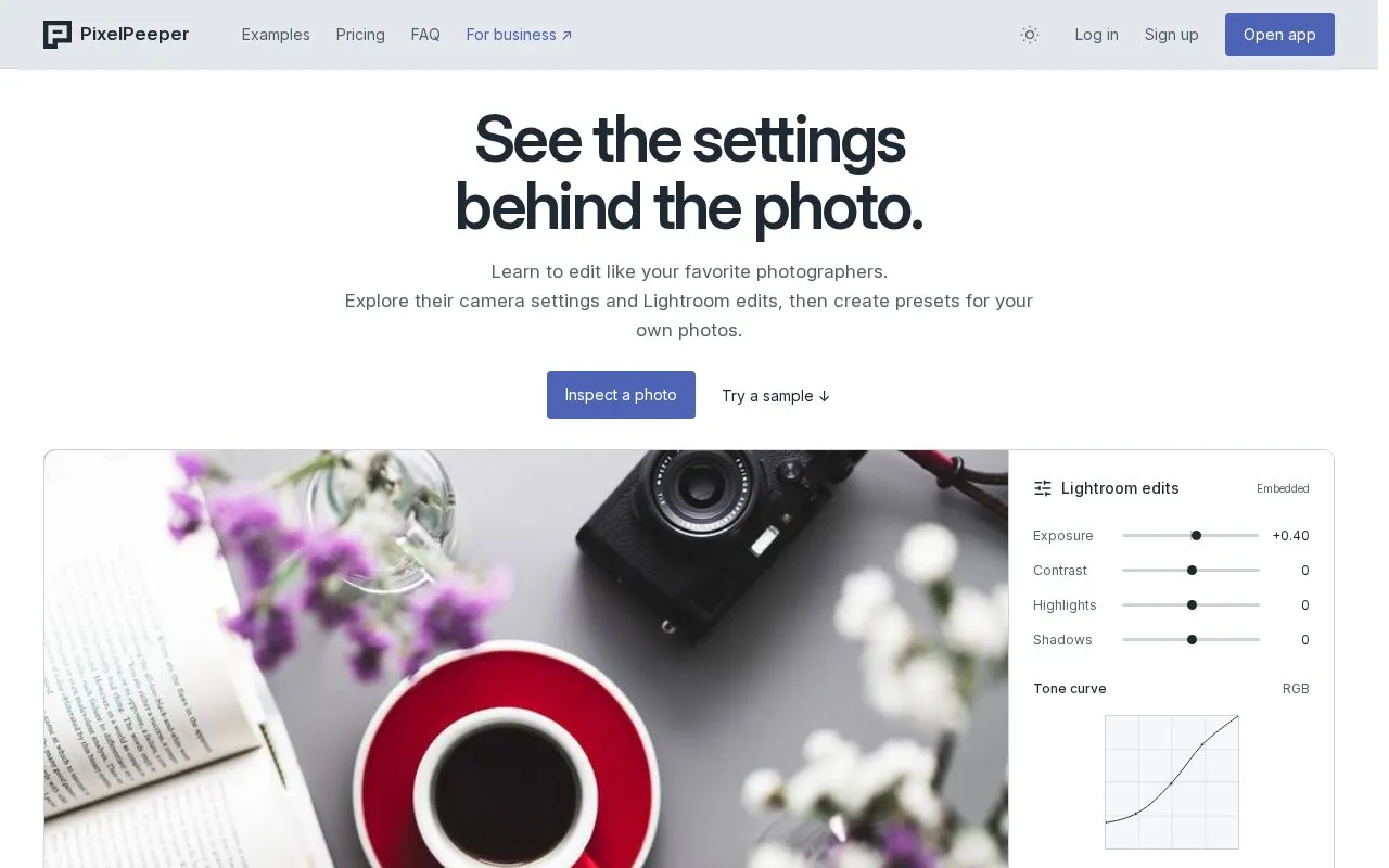 PixelPeeper homepage screenshot
