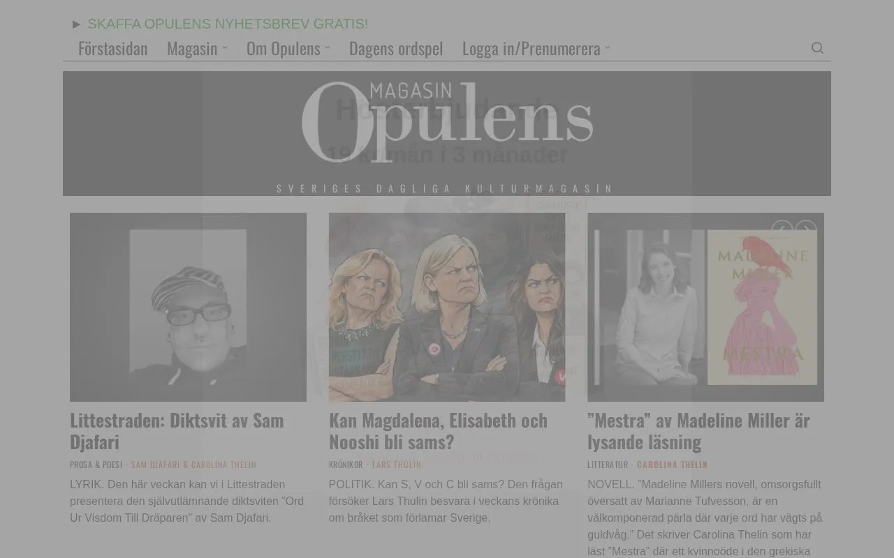 Opulens homepage screenshot