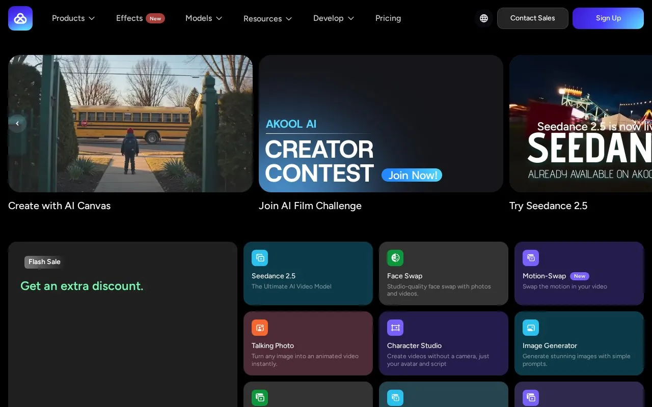 Akool homepage screenshot