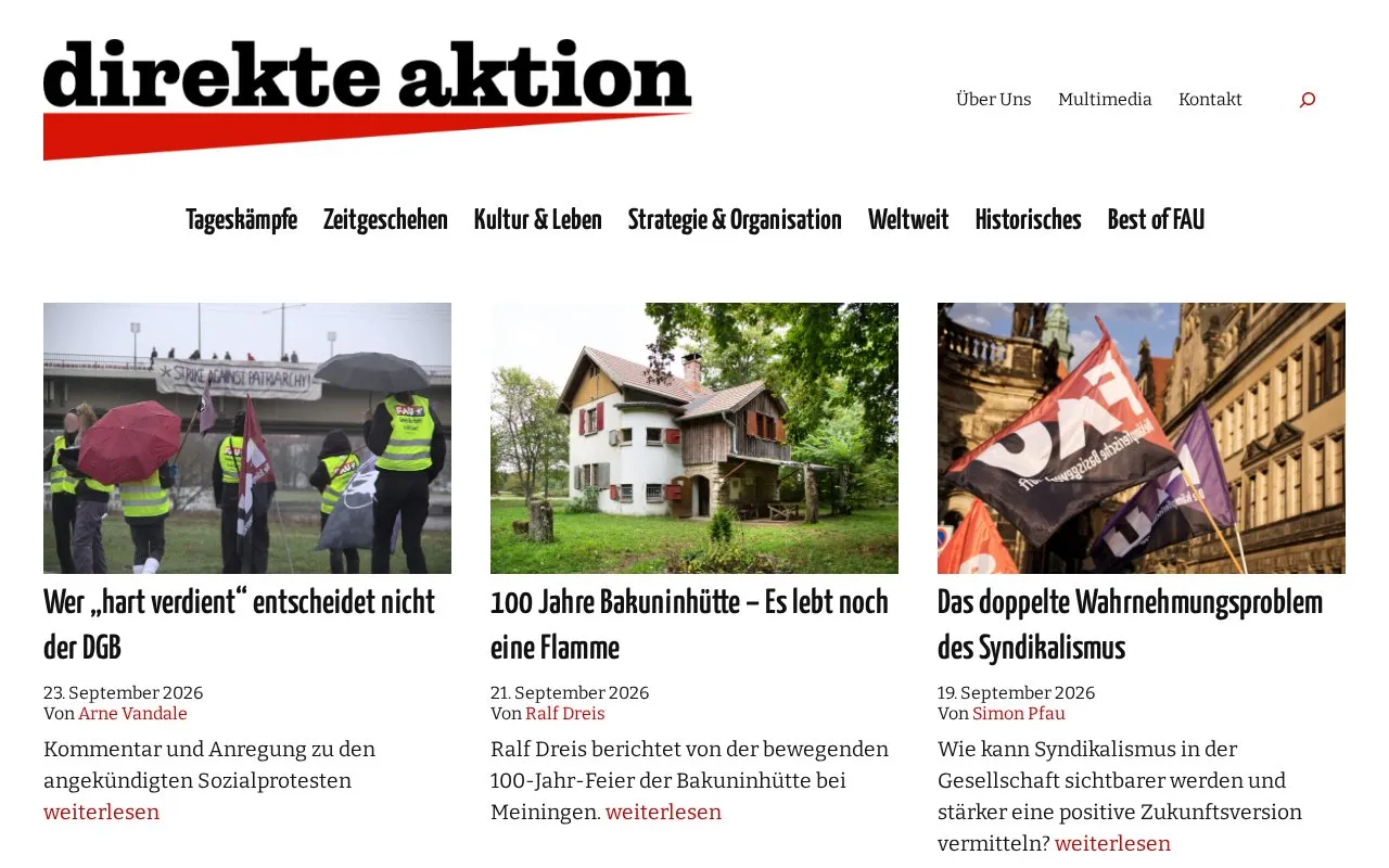 Direkte Aktion homepage screenshot