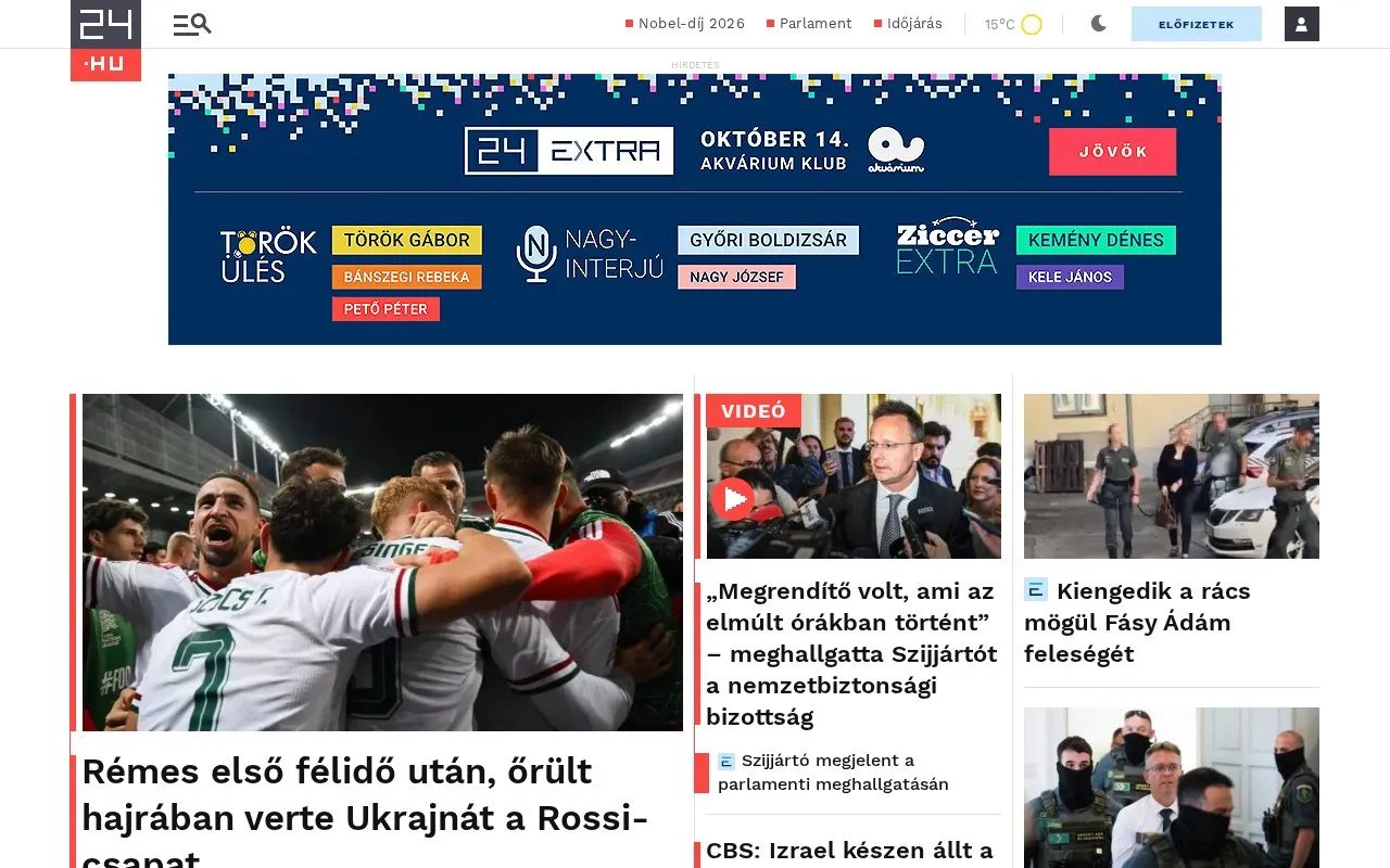 24.hu homepage screenshot