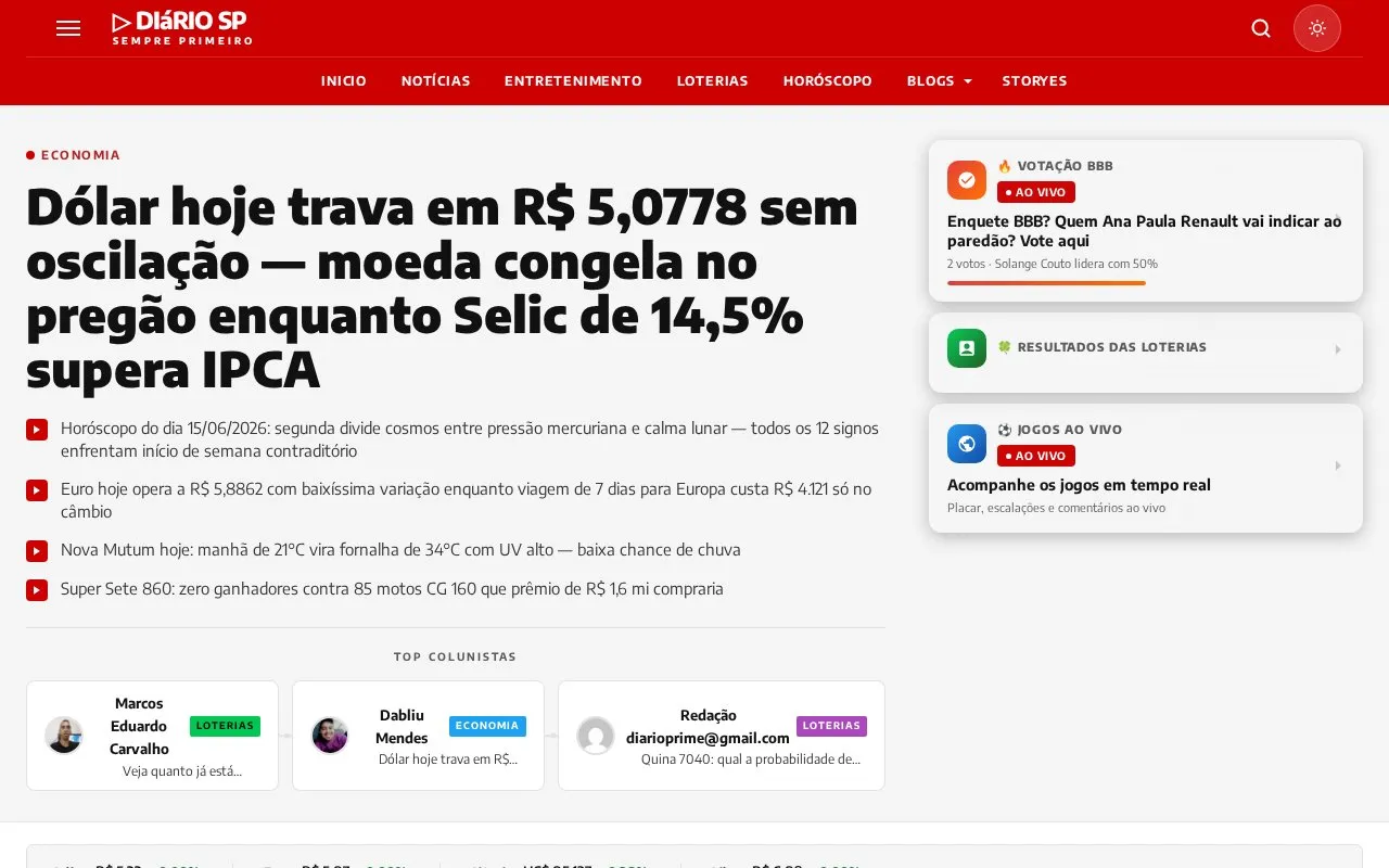 Diario de S. Paulo homepage screenshot