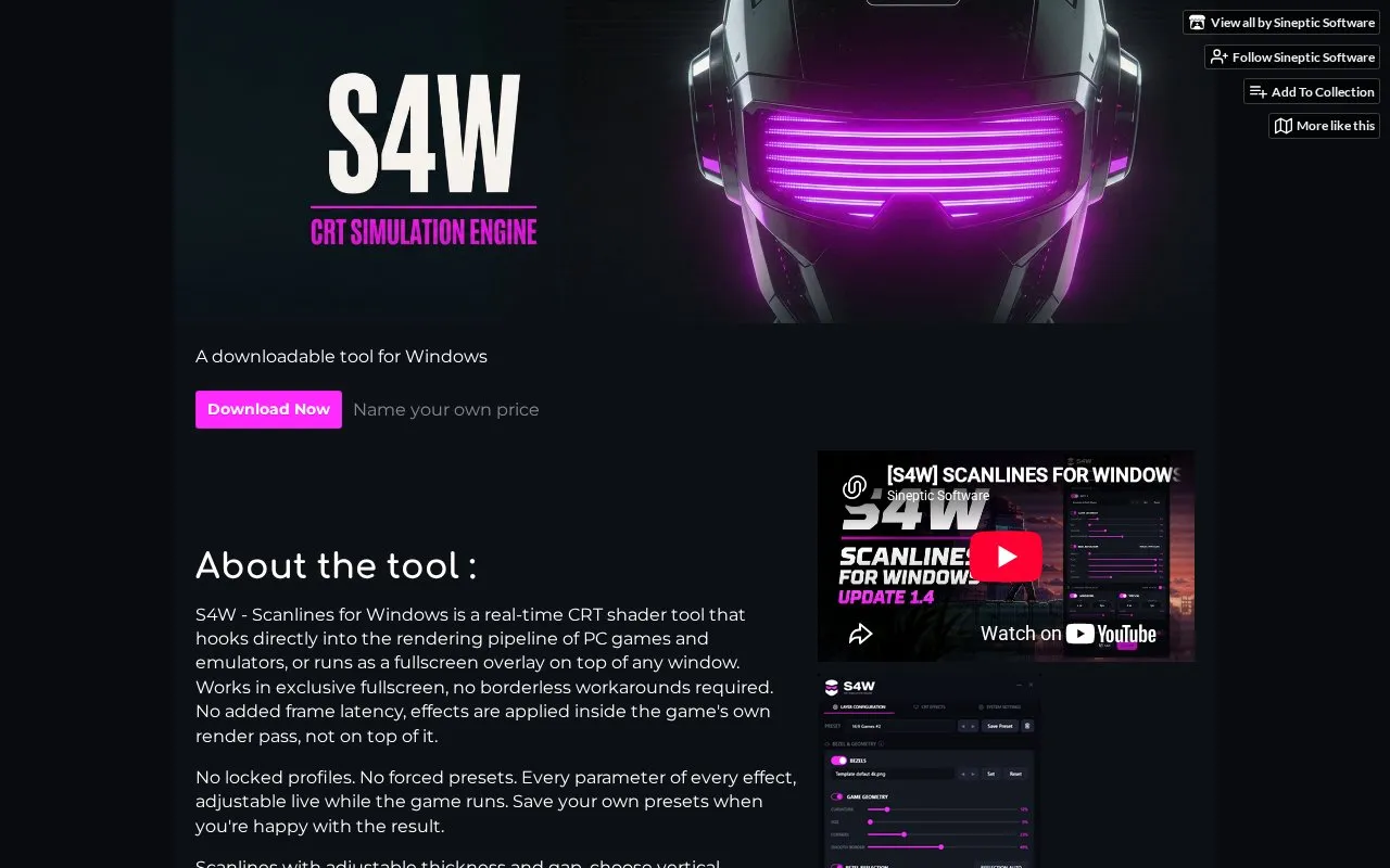 Scanlines for Windows homepage screenshot