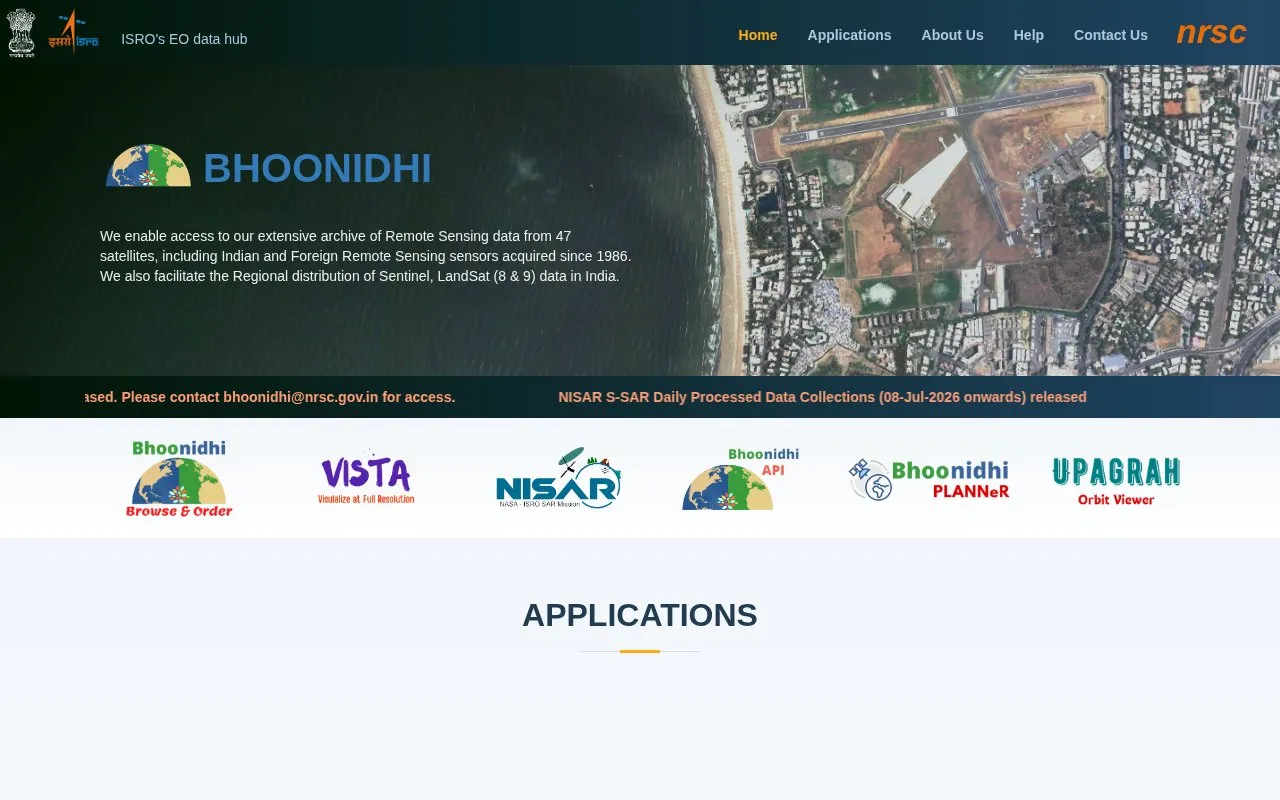 Bhoonidhi homepage screenshot