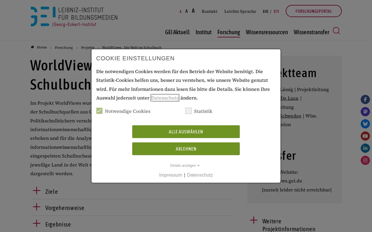Worldviews homepage screenshot