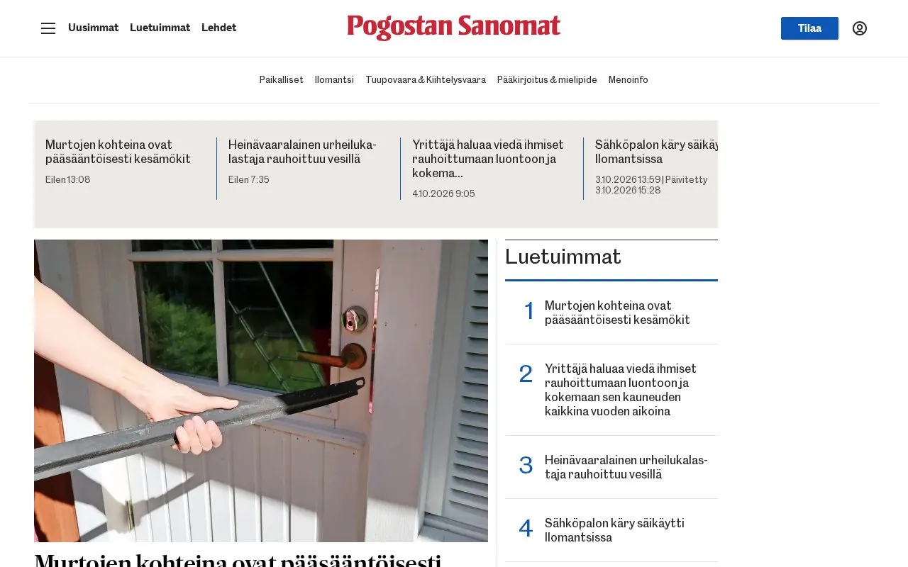 Pogostan Sanomat homepage screenshot