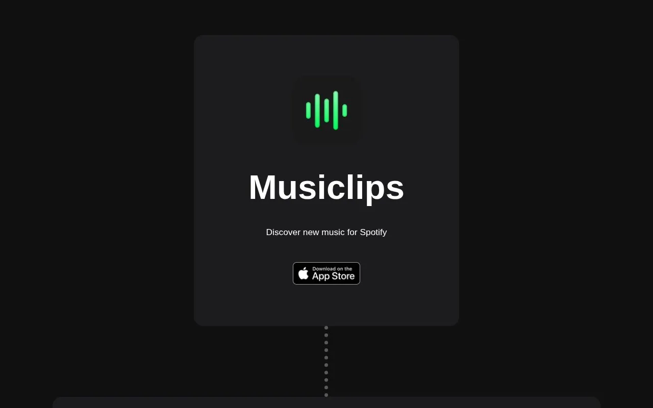 Musiclips homepage screenshot
