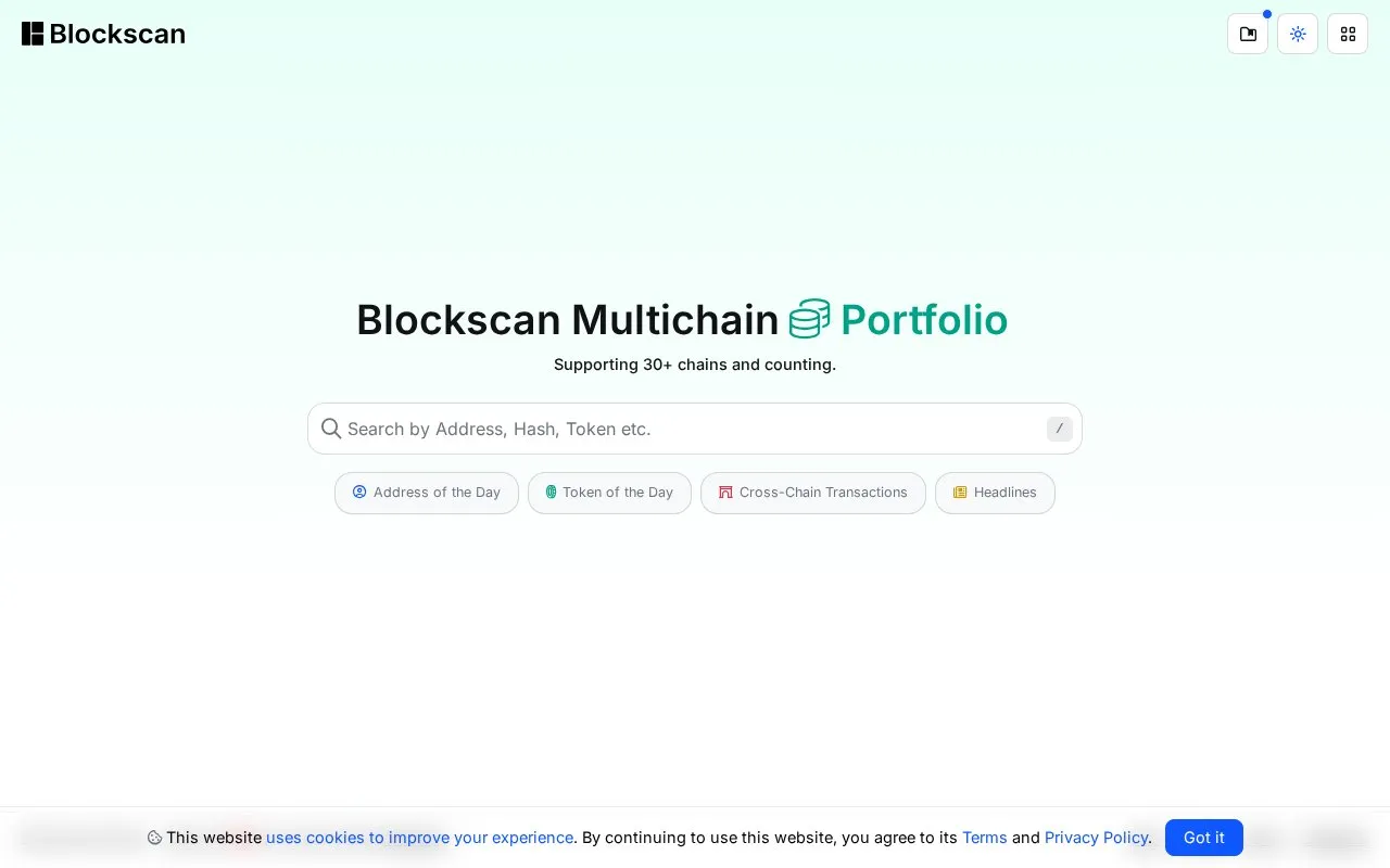 Blockscan homepage screenshot