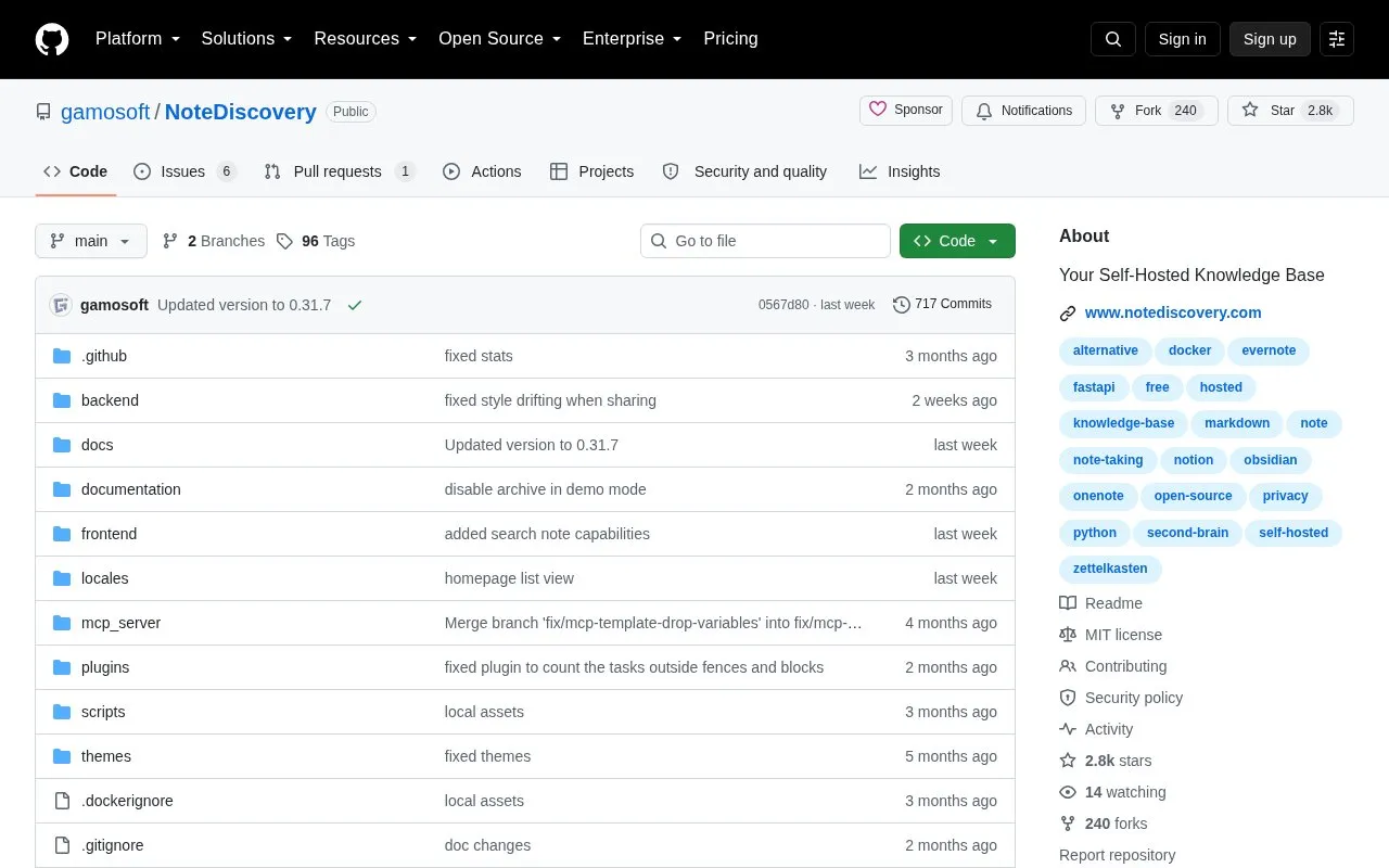 Note Discovery homepage screenshot