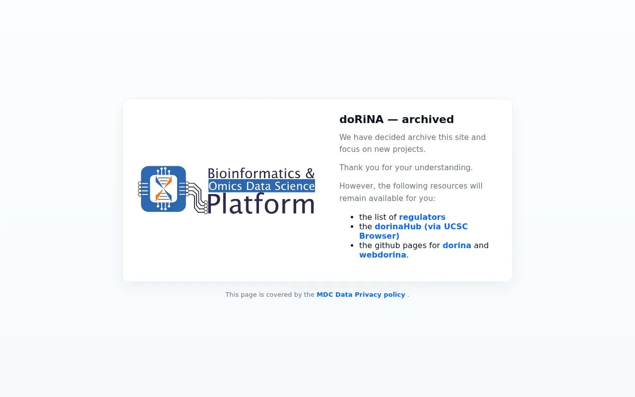 doRiNA homepage screenshot