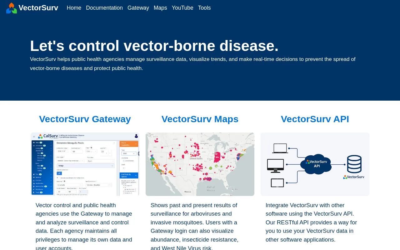 VectorSurv homepage screenshot