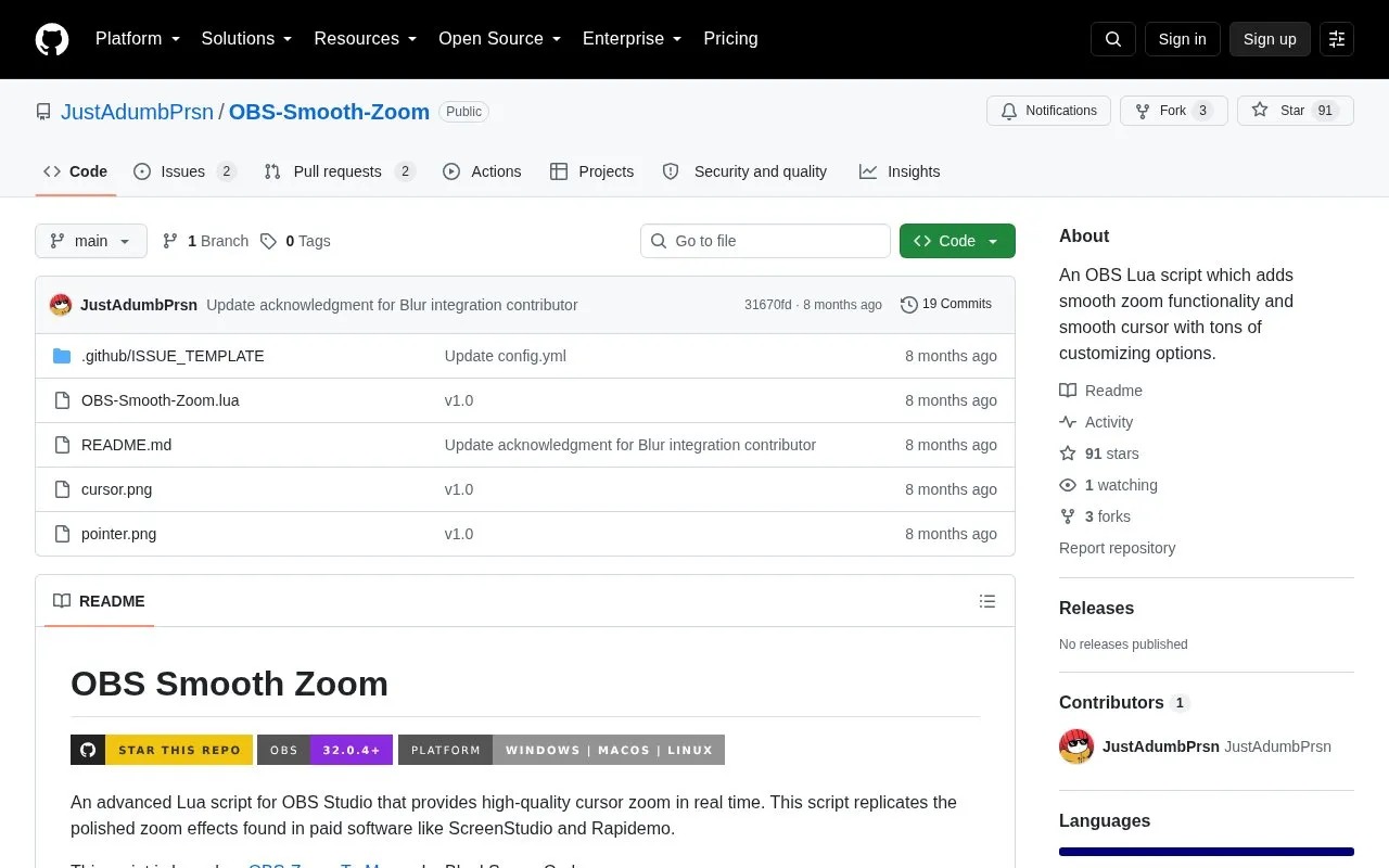 Smooth Zoom homepage screenshot