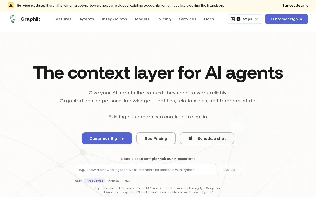 Graphlit homepage screenshot