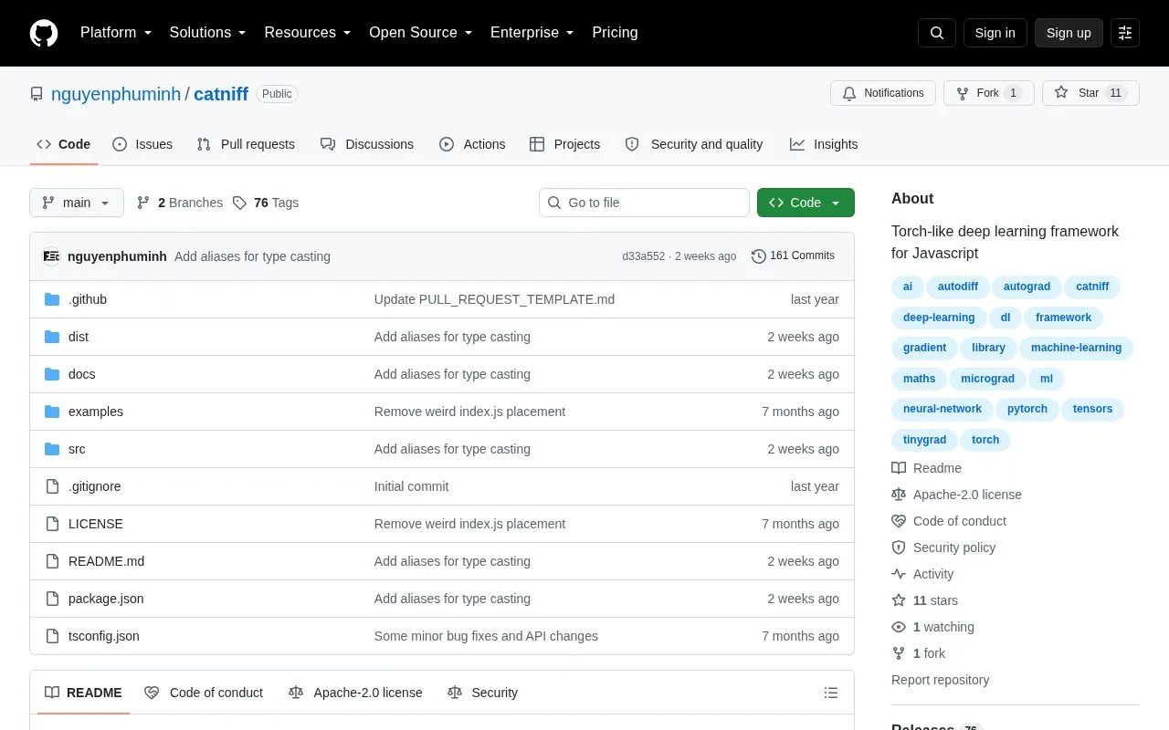Catniff homepage screenshot