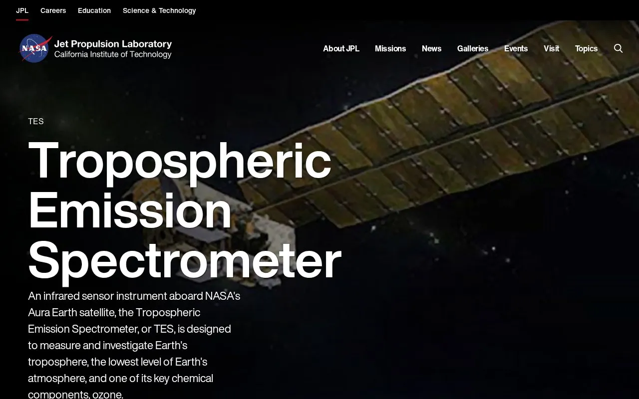 Tropospheric Emission Spectrometer homepage screenshot