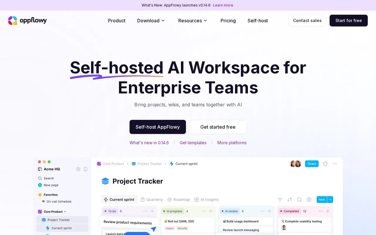 AppFlowy homepage screenshot