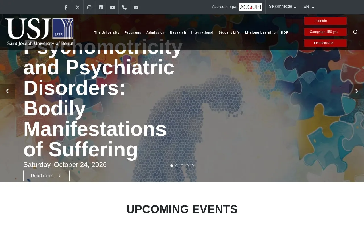 Universite Saint-Joseph homepage screenshot