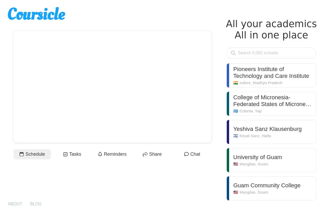 Coursicle homepage screenshot