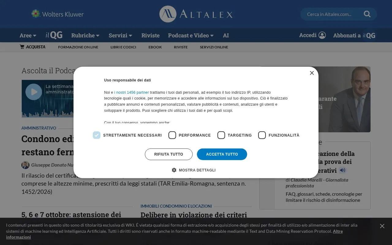 Altalex homepage screenshot