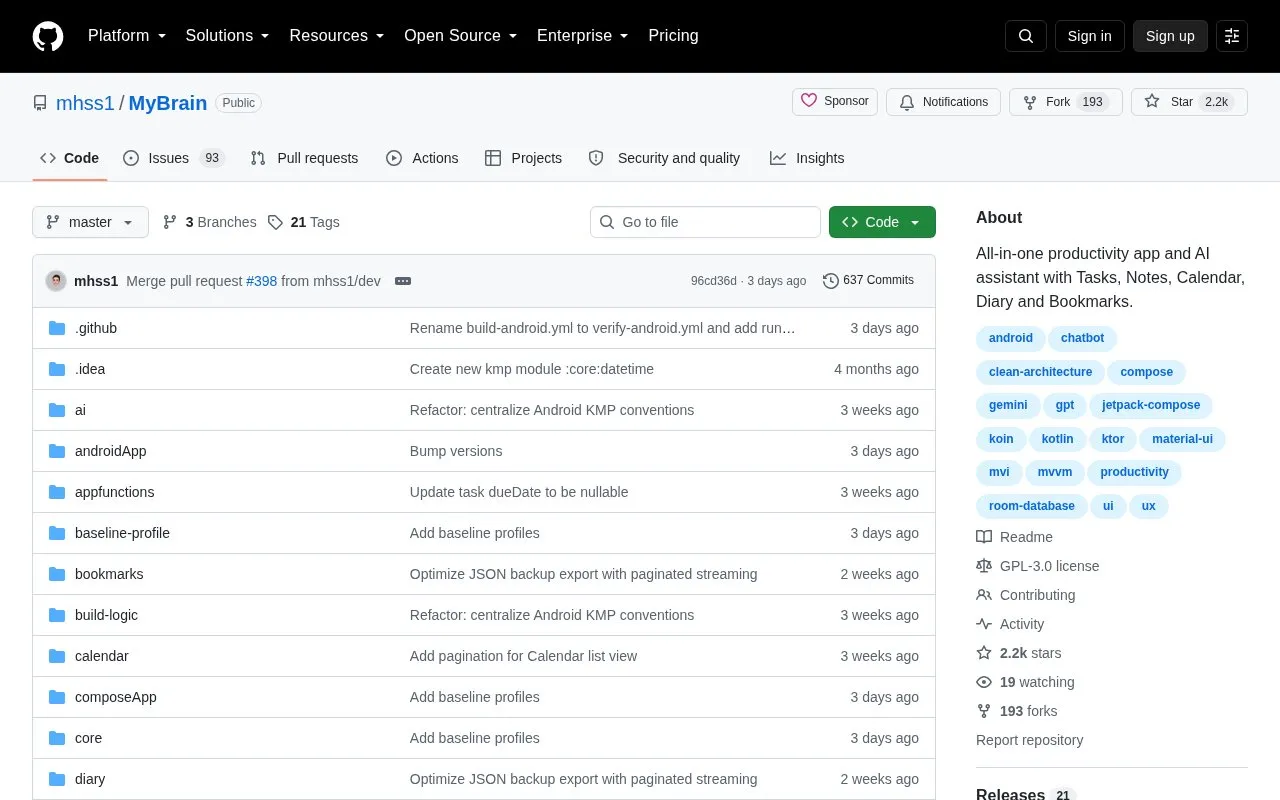 MyBrain homepage screenshot