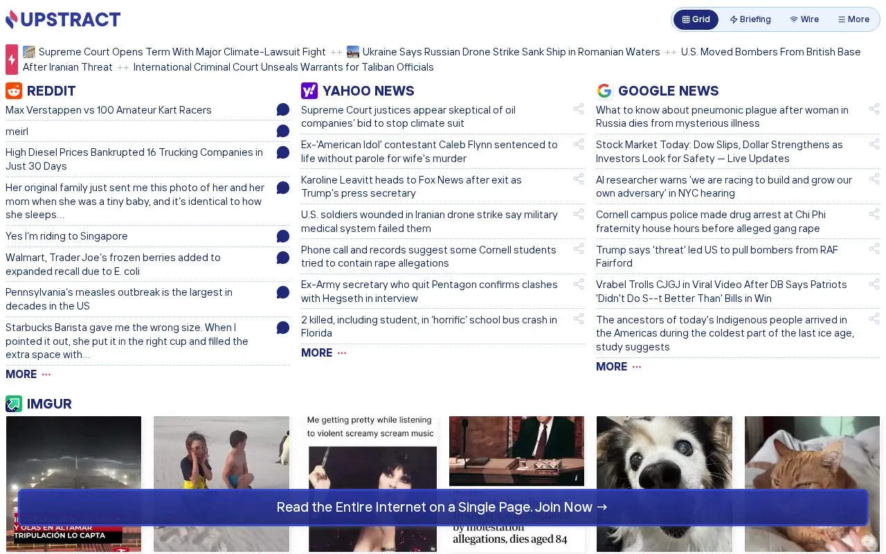 Upstract homepage screenshot