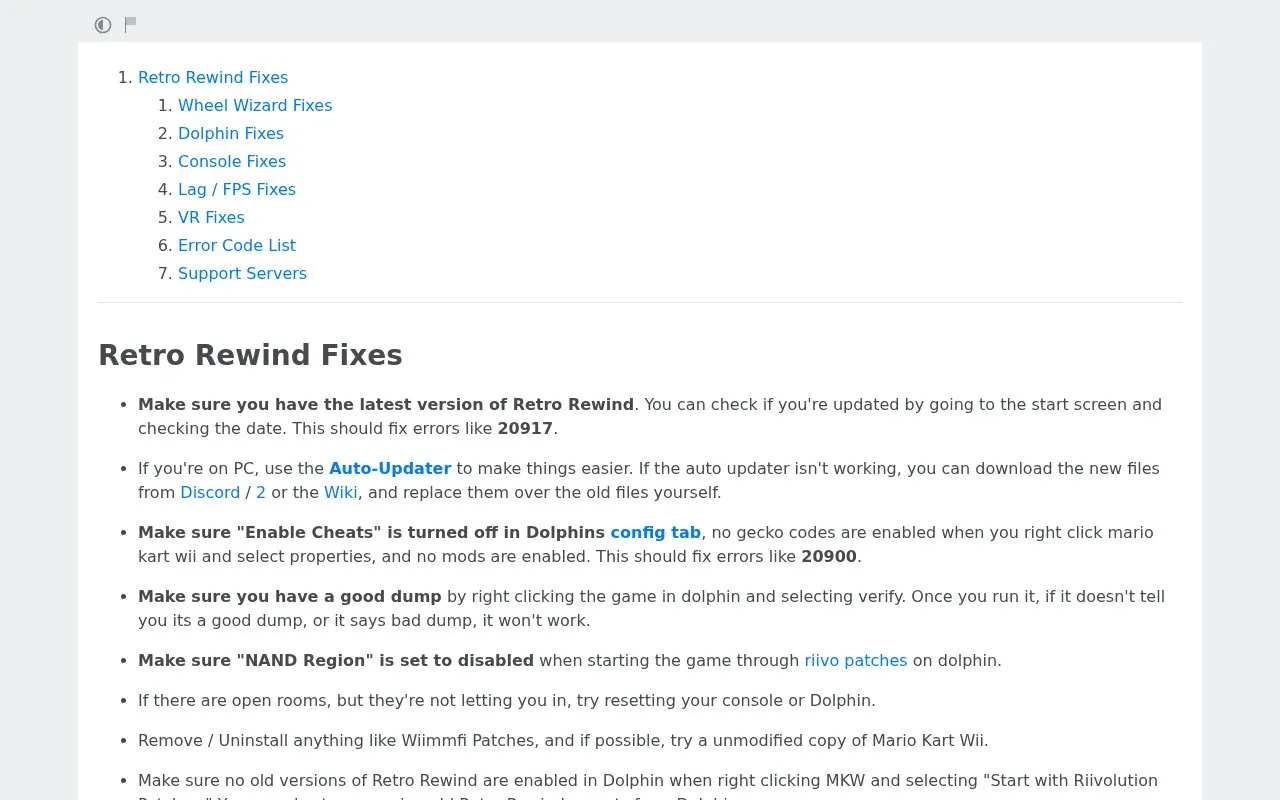Troubleshooting homepage screenshot