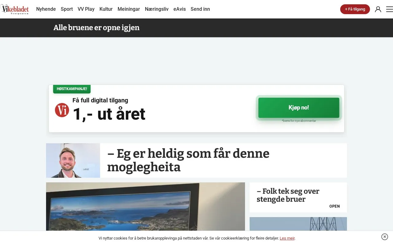 Vikebladet Vestposten homepage screenshot