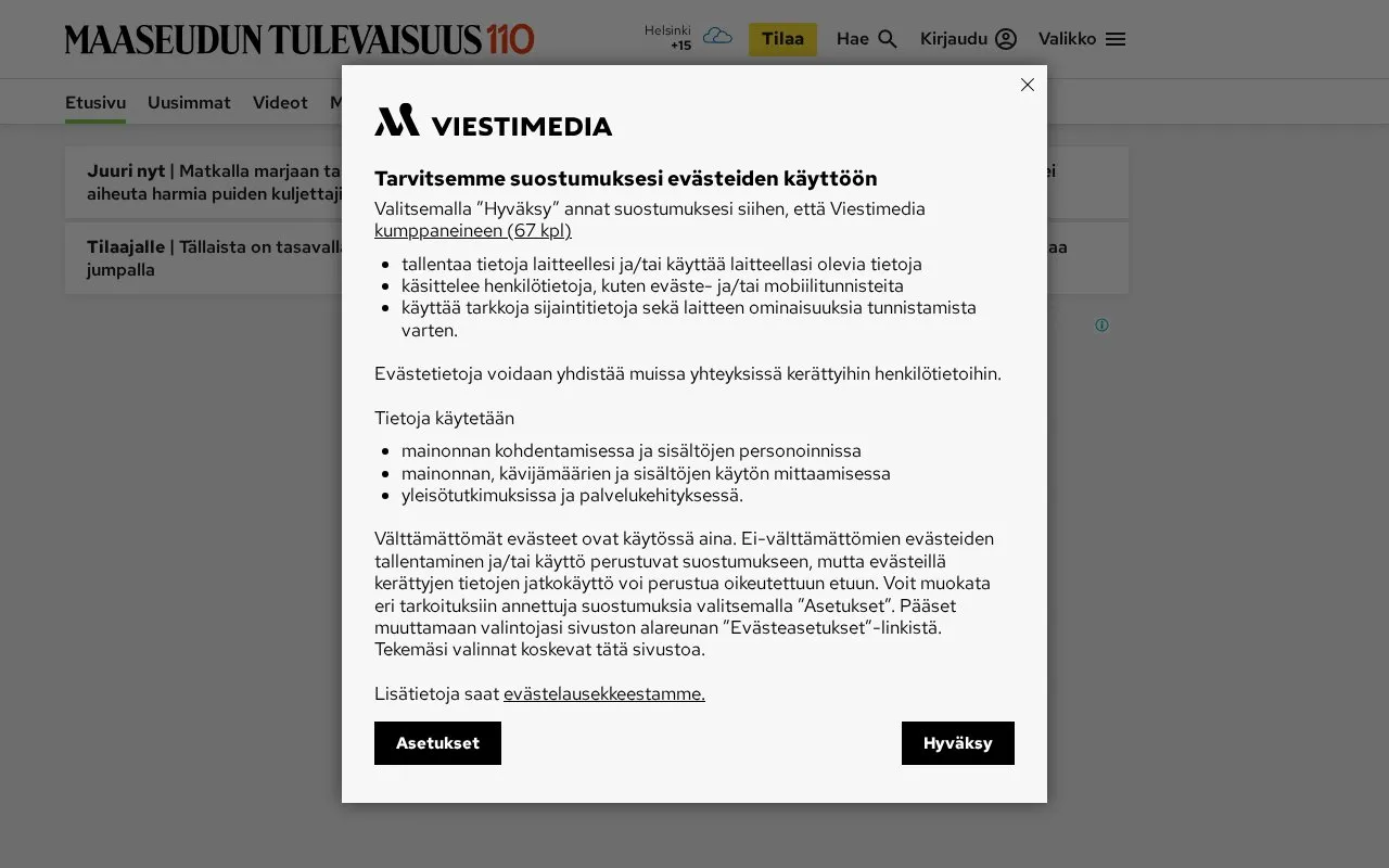 Maaseudun Tulevaisuus homepage screenshot