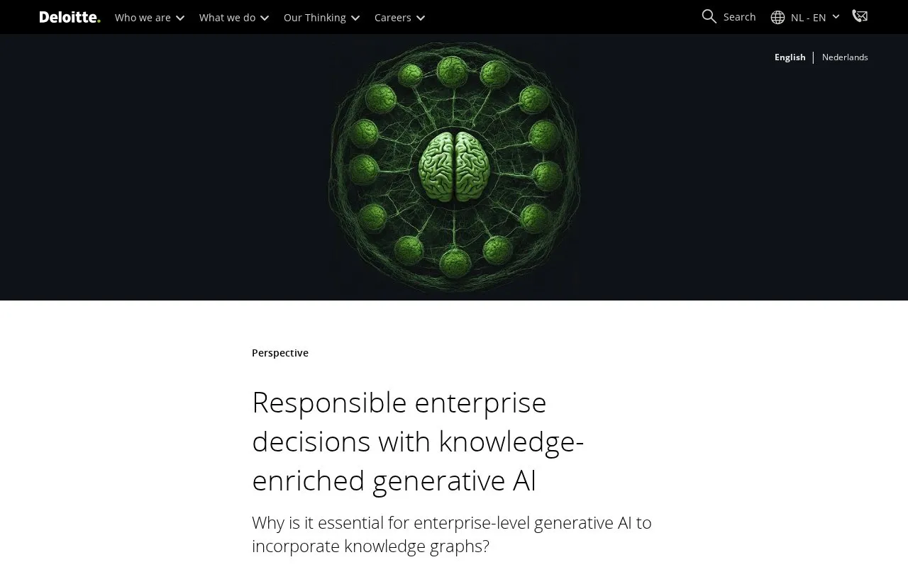 Responsible enterprise decisions with knowledge-enriched generative AI Deloitte homepage screenshot