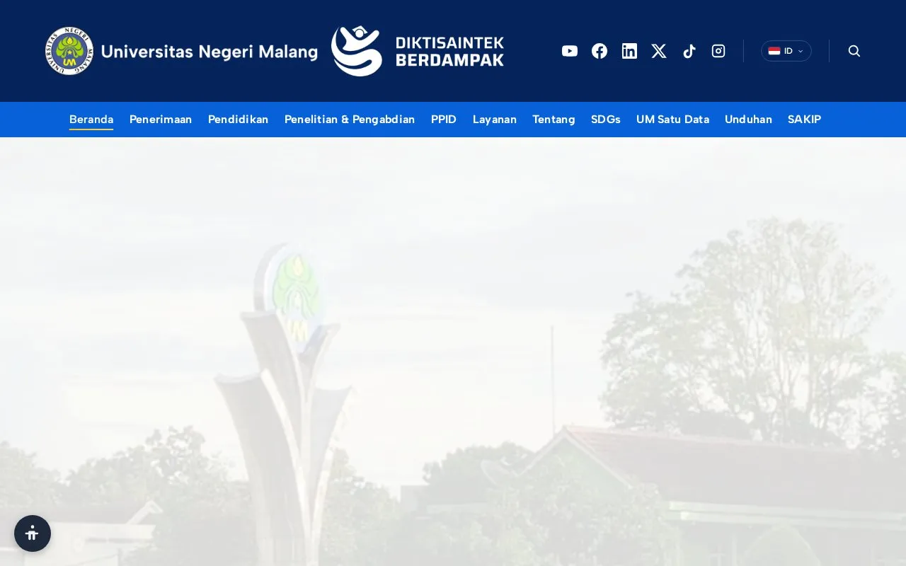 State University of Malang homepage screenshot