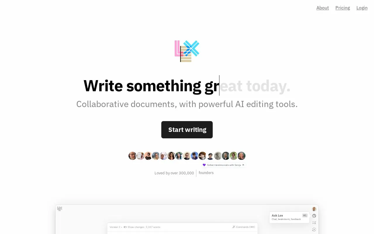 Lex homepage screenshot